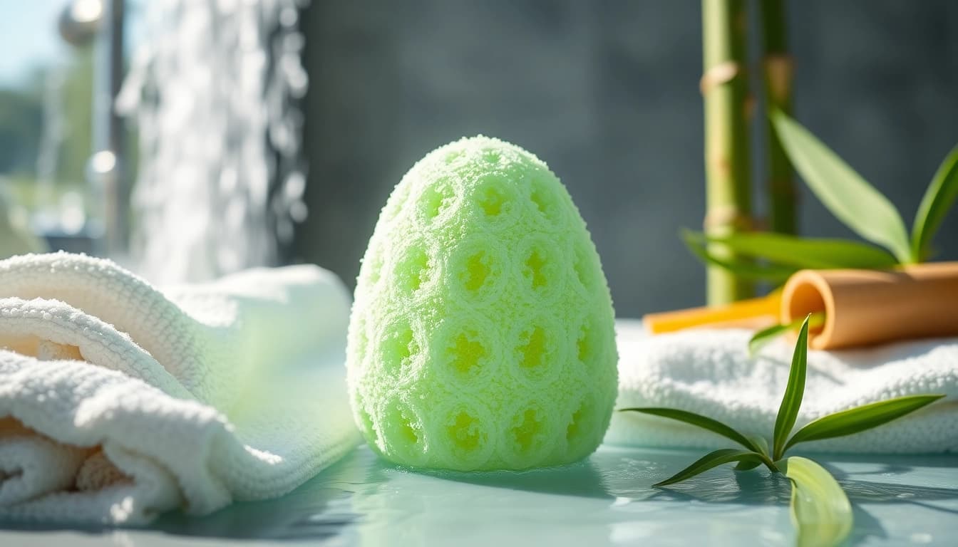 Using the best silicone loofah in a refreshing bathroom setting for skincare.