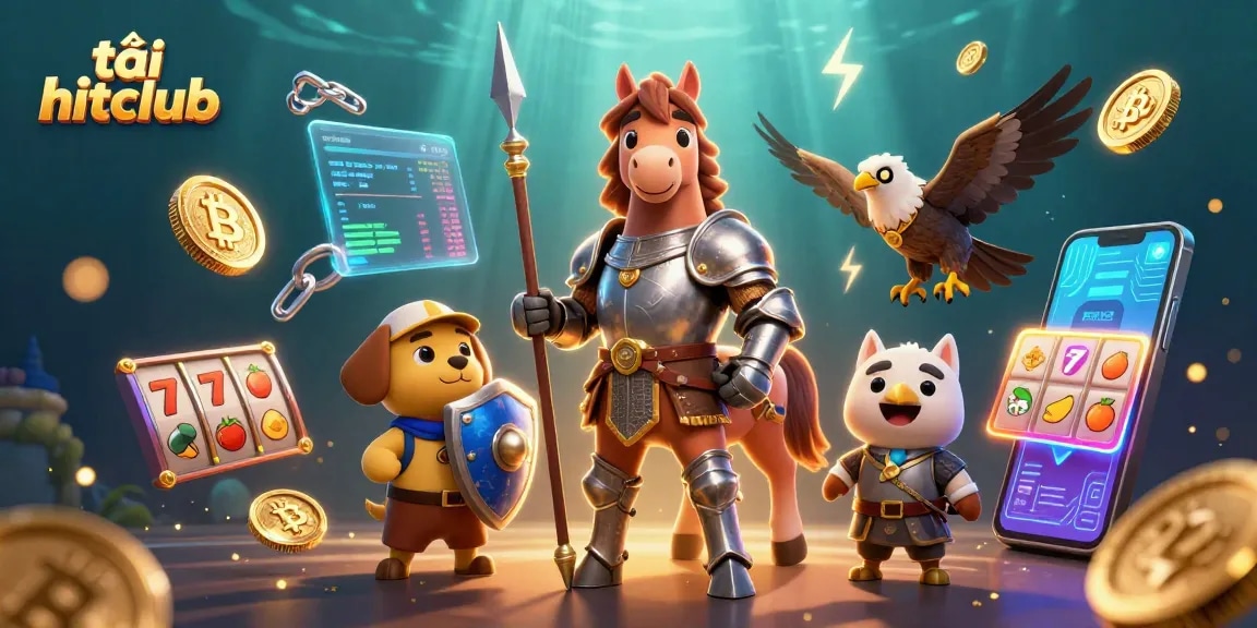 Immerse in the adventure of tải hitclub with this engaging 3D casino-themed illustration featuring knightly figures.