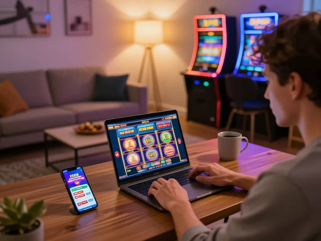 Player enjoying online slots at FC88 in a cozy, engaging gaming setup.