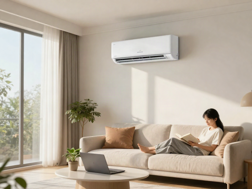 24000 BTU mini split air conditioner cooling a modern living room with natural light