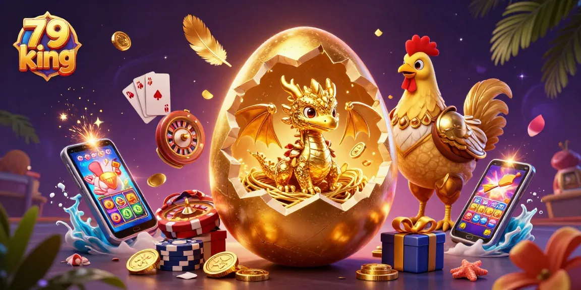 Engage in thrilling slot games with 79 king showcasing a golden dragon in a vibrant casino scene.