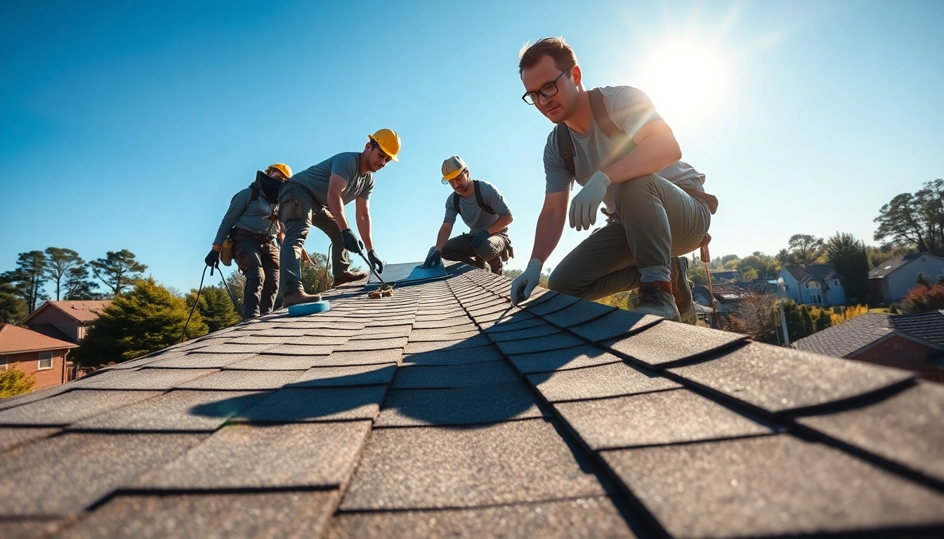 South Jersey roofing installation showcasing skilled workers placing shingles.