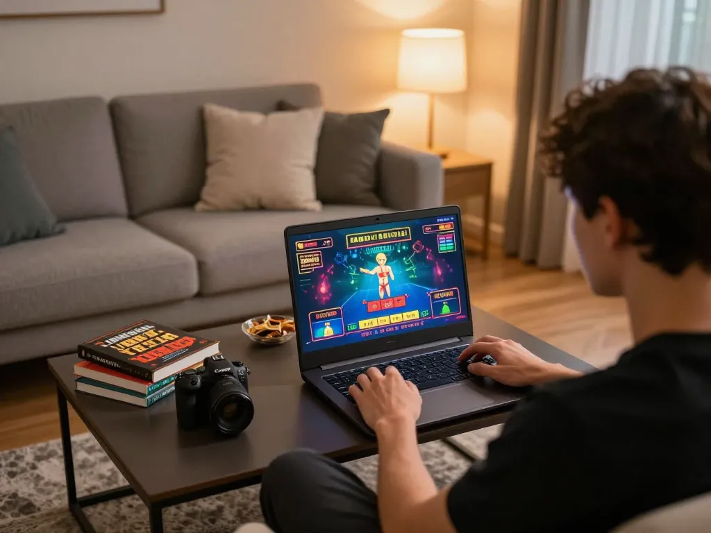 Person enjoying gaming on fly88 platform, showcasing strategic online casino experience.