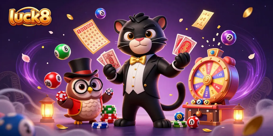 Engage with luck8 in an enchanting casino scene filled with vibrant colors and dynamic characters.