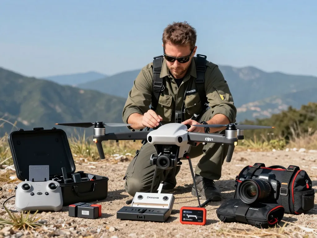 Paracadute dronavia system enhancing DJI drone safety during pre-flight checks outdoors