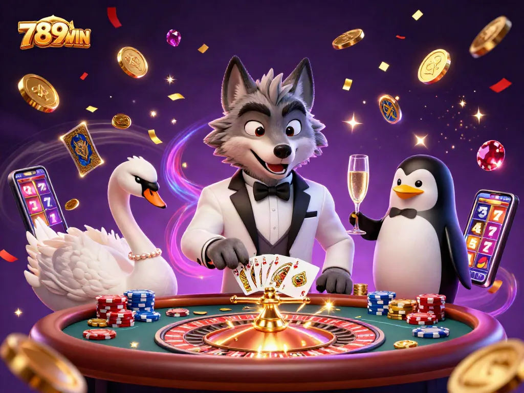 Engage with thrilling games at 789WIN's luxurious baccarat table scene.