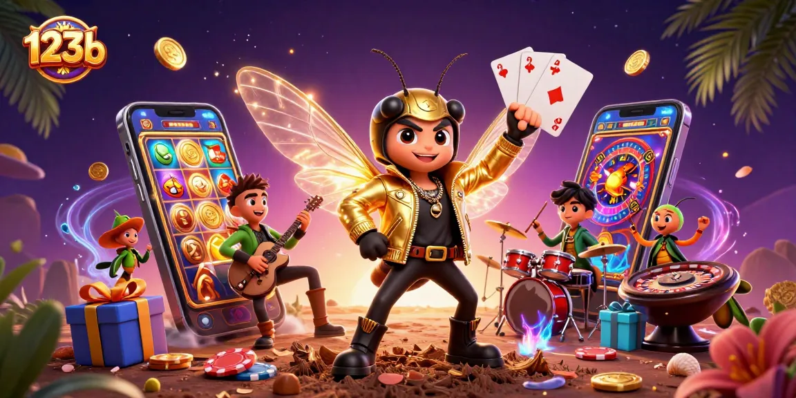 Experience the thrill of gambling at 123b with colorful slot games and vibrant characters.