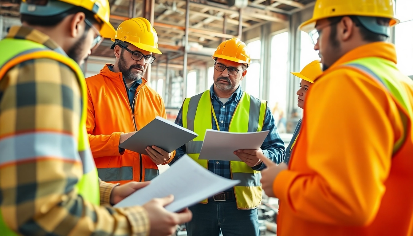 Workers participating in construction safety training, emphasizing engagement and safety protocols.
