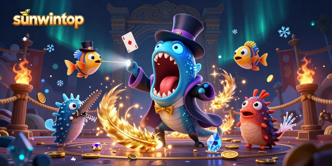 Experience the magic of sunwintop with a whimsical underwater casino scene featuring dynamic characters.