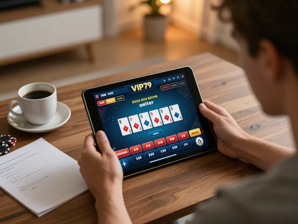 Players engaging in vip79 online casino poker game, showcasing strategic gameplay.