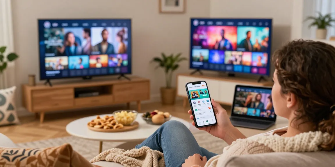 Enjoying Pikashow streaming in a cozy living room with snacks and smart TV.
