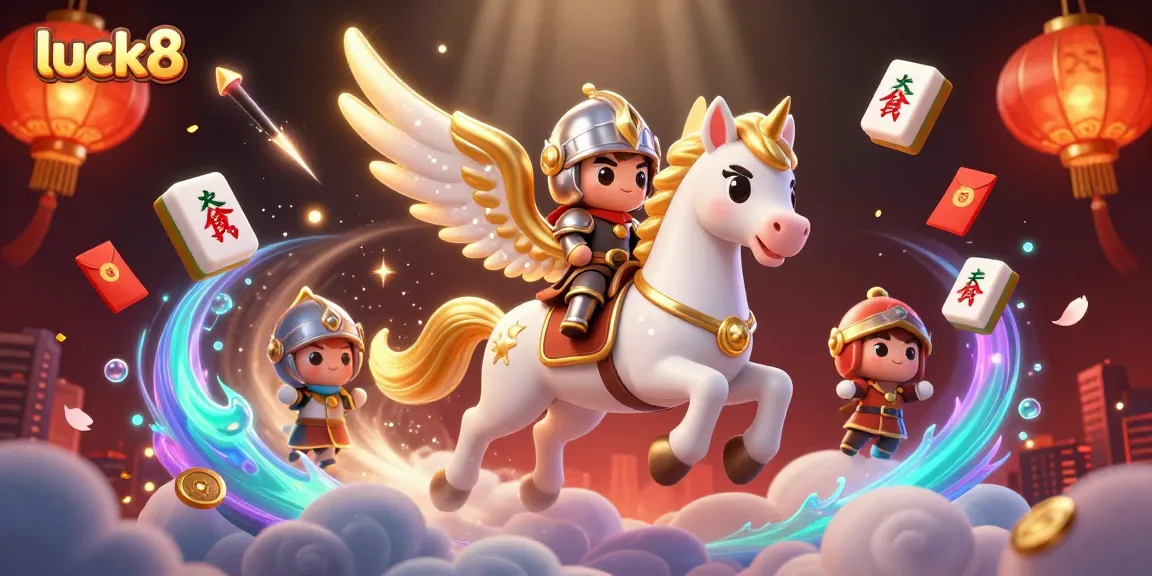 Engage with luck8 through an enchanting 3D casino scene filled with vibrant gaming elements and mystical characters.