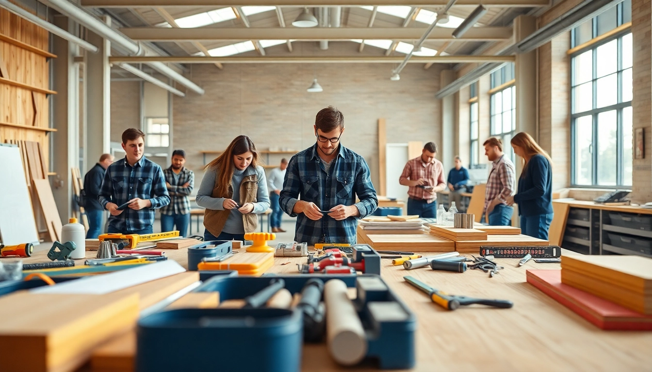 Engage in construction classes through hands-on learning in a vibrant workshop environment.