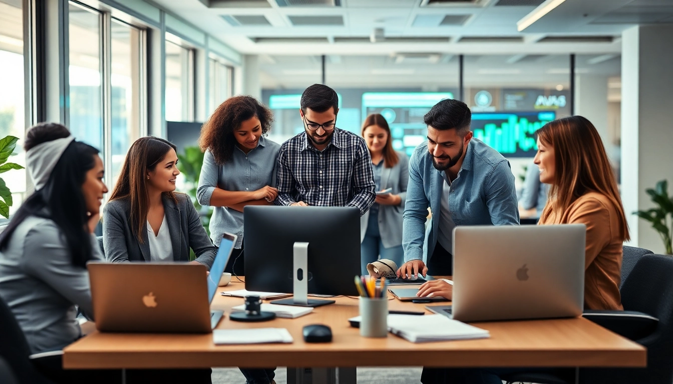 Find top msp companies near me collaborating in an office during a team meeting.