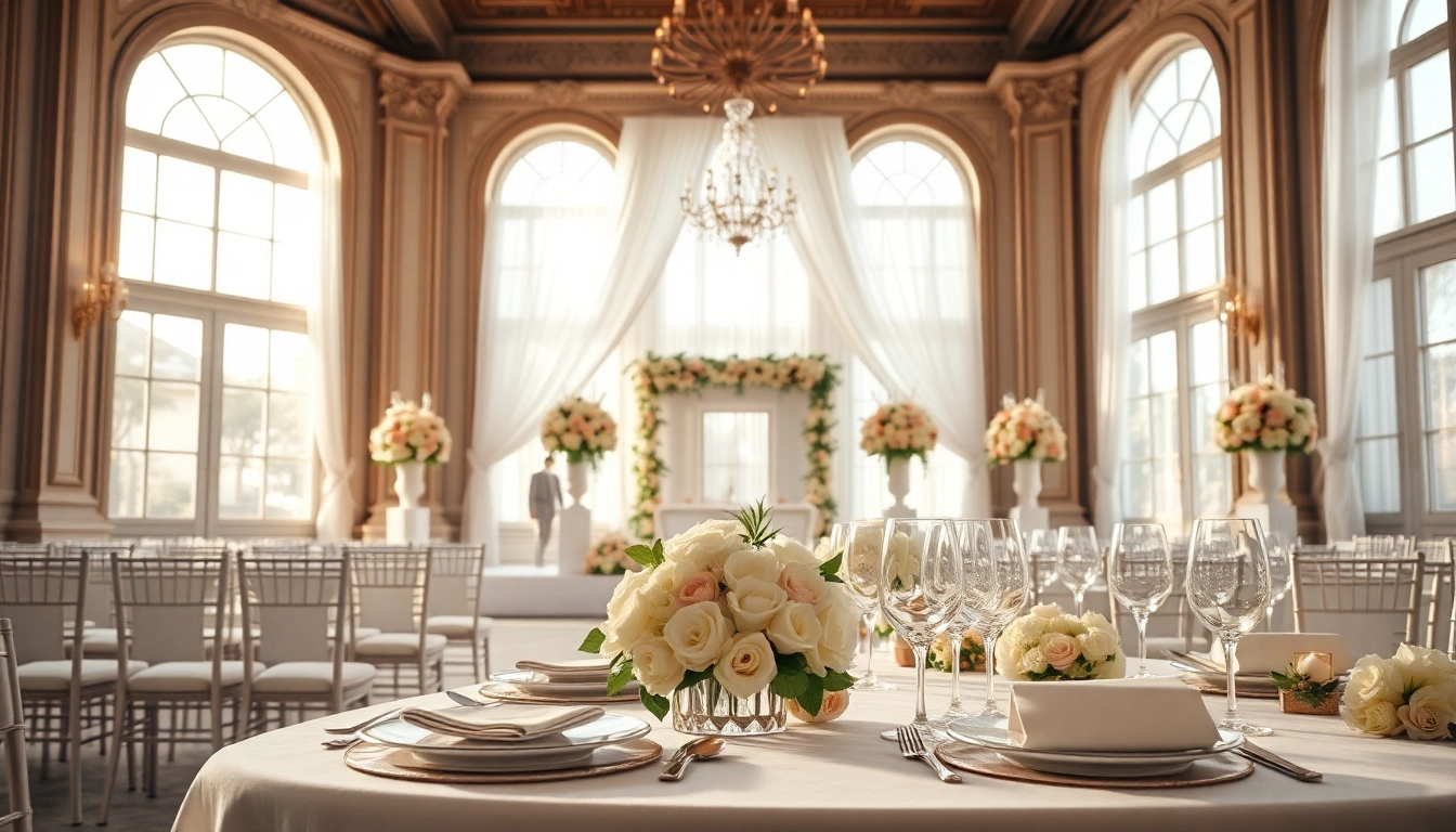 Best Wedding Venue Jacksonville showcasing an elegant setup with floral decor and romantic lighting.