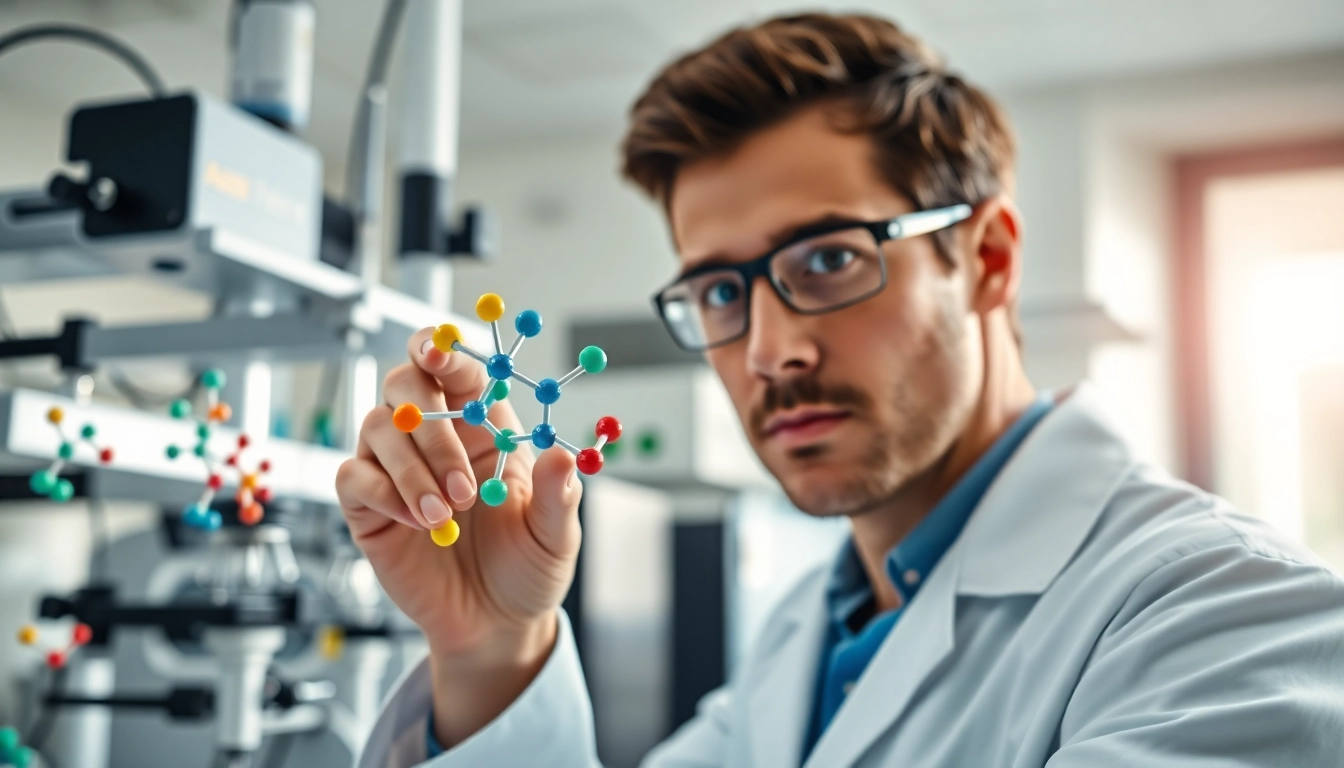 Explore Retatrutide molecular structure in a luminous healthcare lab.