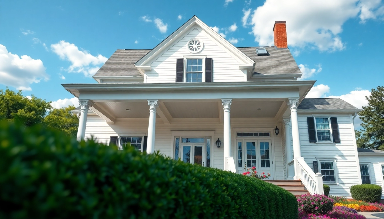Colonial home renovation showcasing elegant architectural features and inviting landscaping.