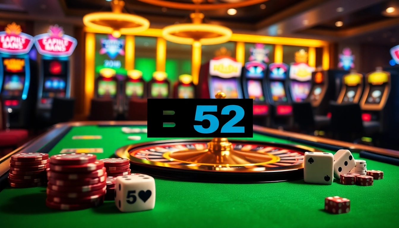 Experience thrilling wins at B52 Casino with vibrant gaming tables and luxury decor.