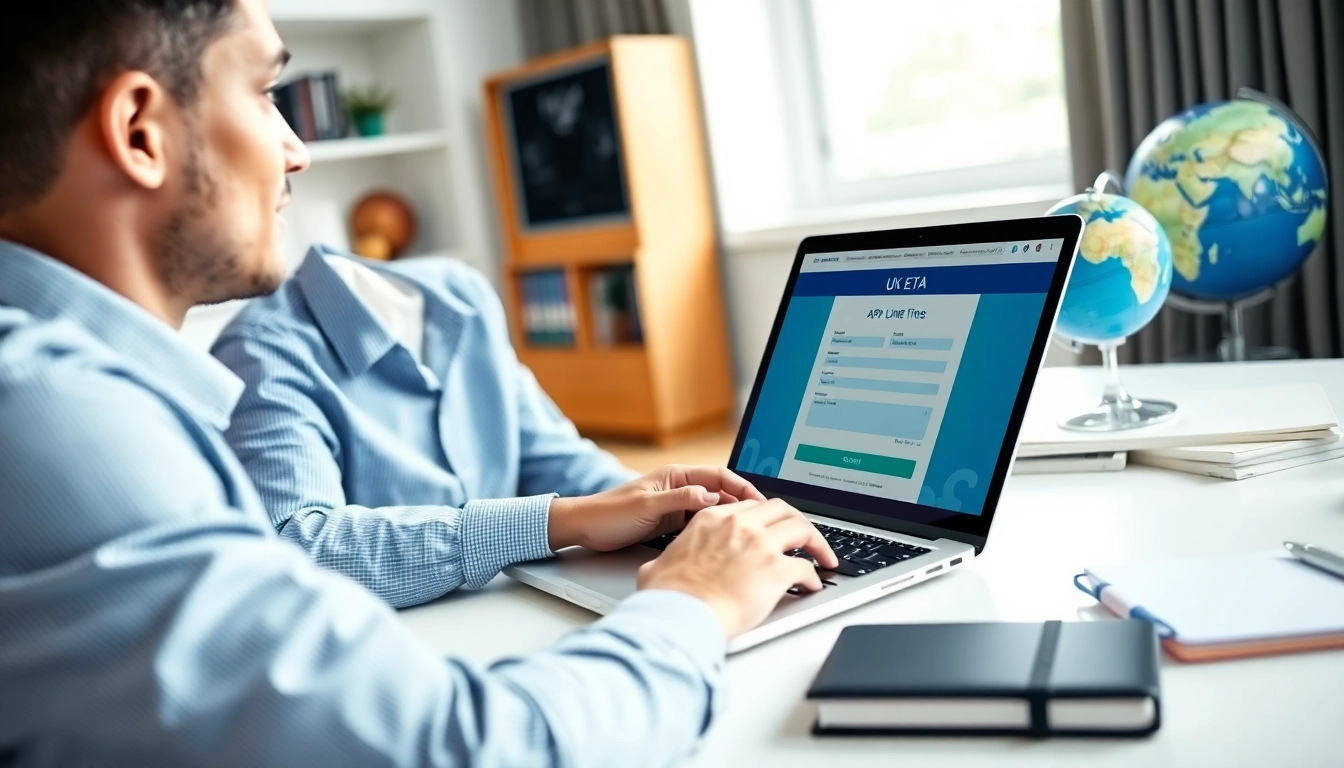 Complete your uk eta online application efficiently at a modern workstation.