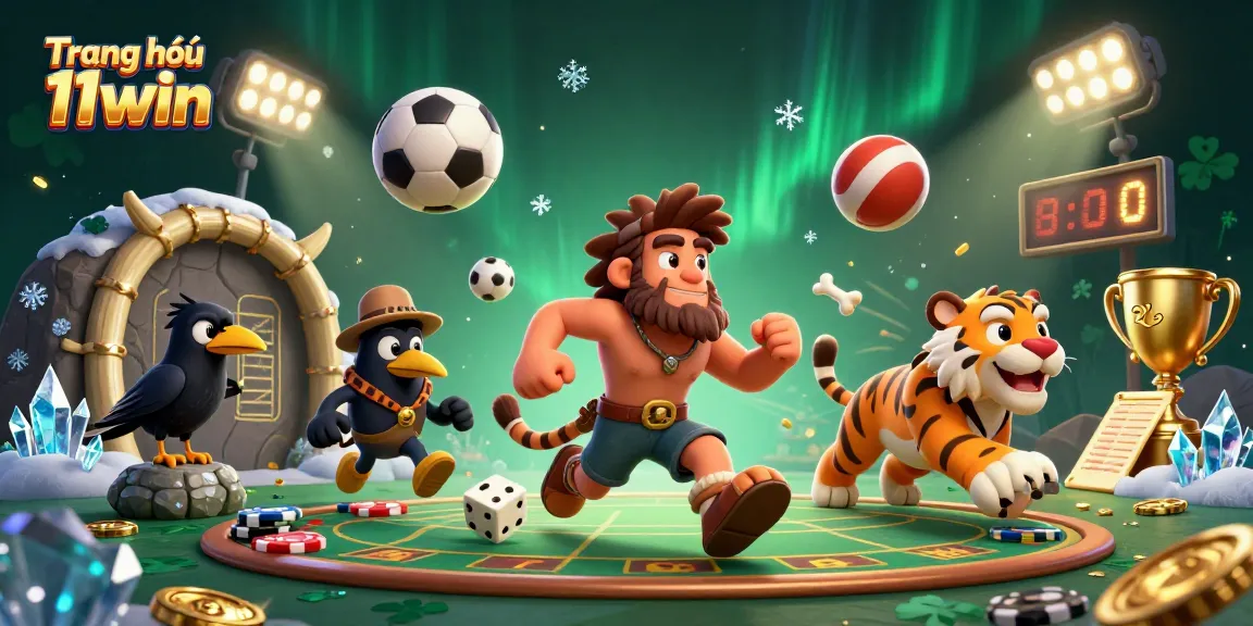 Experience Trang chủ 11win with our engaging prehistoric casino scene, showcasing sports excitement and gaming elements.