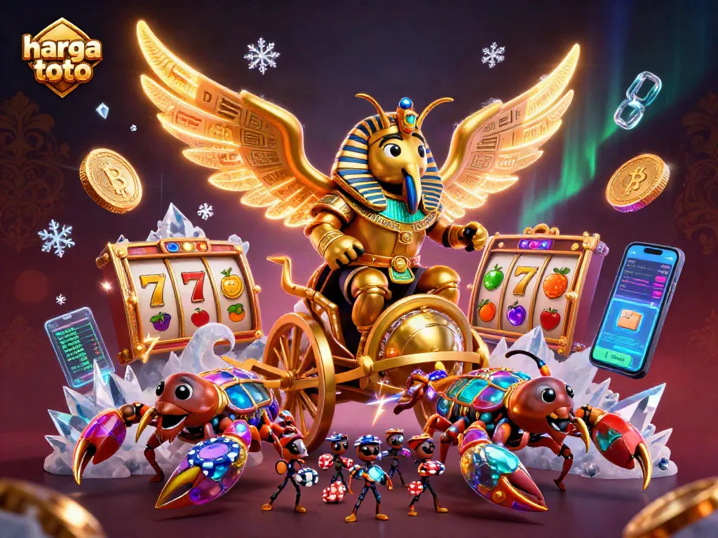 Experience thrilling gameplay with harga toto’s slot reels and jackpot counters amidst vibrant 3D scene elements.