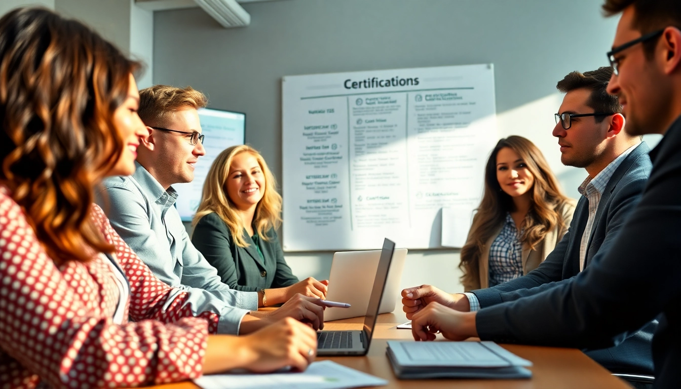 Discover options to get certified with a professional team collaborating in an inviting office setting.
