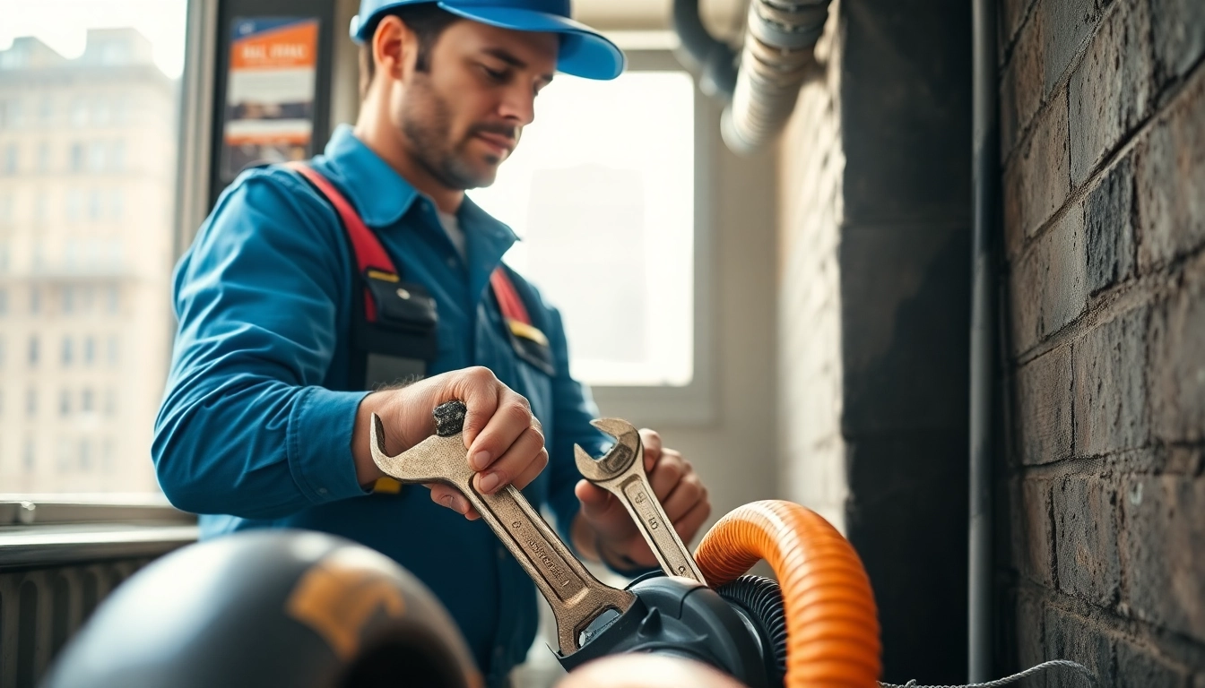 Emergency plumbing help for sewer backup from professional NYC plumber inspecting sewer line