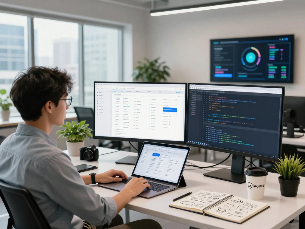 Engineers using Waygrid for API management in a modern workspace