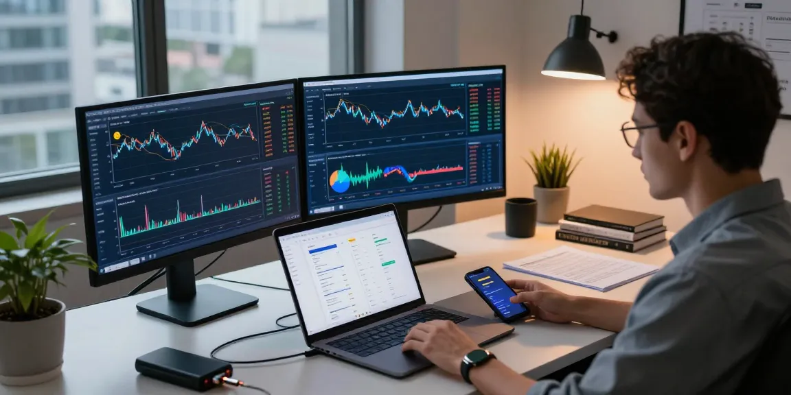 Crypto asset recovery in a professional trading environment highlighting digital wallets, Bitcoin trading, and analytical tools.