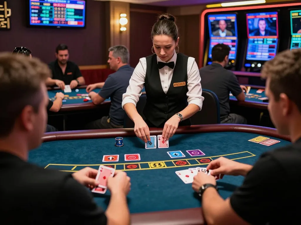 LEMACAU live dealer blackjack game with professional dealer and engaged players experiencing thrilling online casino action.