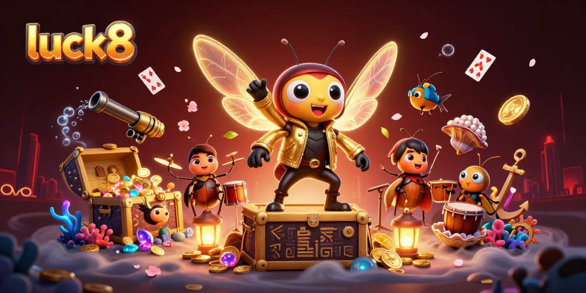 Engage with luck8's thrilling casino world through dynamic character scenes and vibrant gameplay elements.