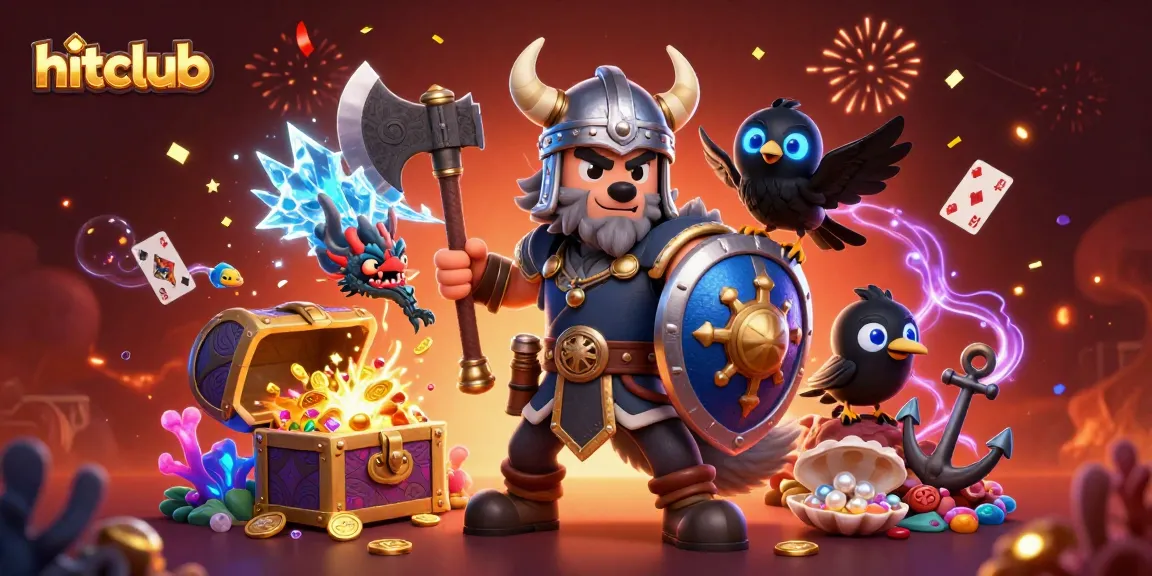 Join hitclub's thrilling adventure with Viking wolf warrior and friends amidst sparkling rewards.