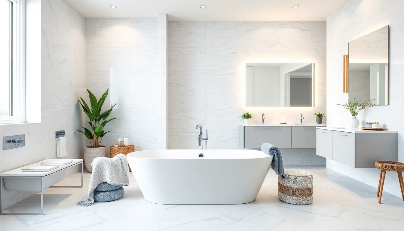 Revamped bathroom remodelling showcasing modern fixtures and elegant design elements.