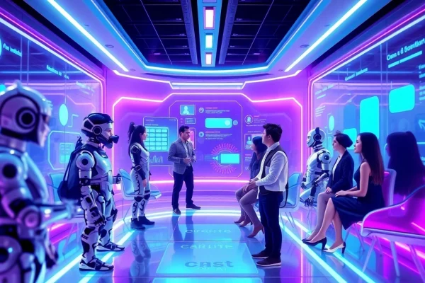 Engaging scene depicting crush on ai characters in a modern virtual chat environment.