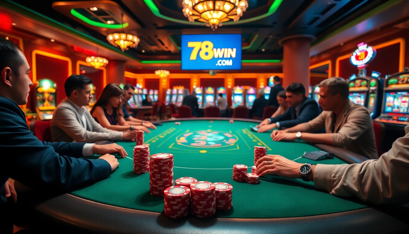 Experience thrilling gameplay at 78Win Com with luxury poker and slot game setups.