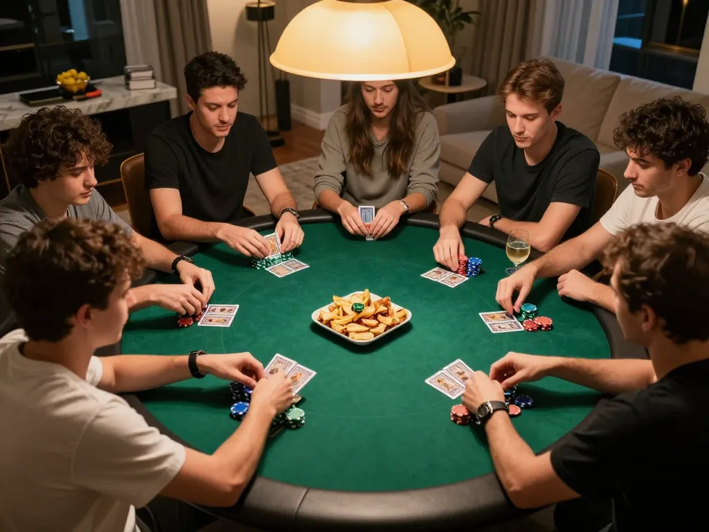 LUCKY88 players experiencing excitement during a competitive poker game night with friends.