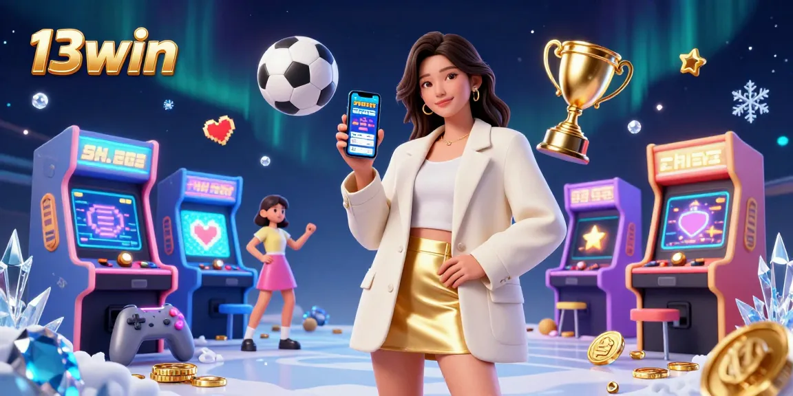 Engage with 13win through interactive sports betting features shown by a woman holding a mobile app.