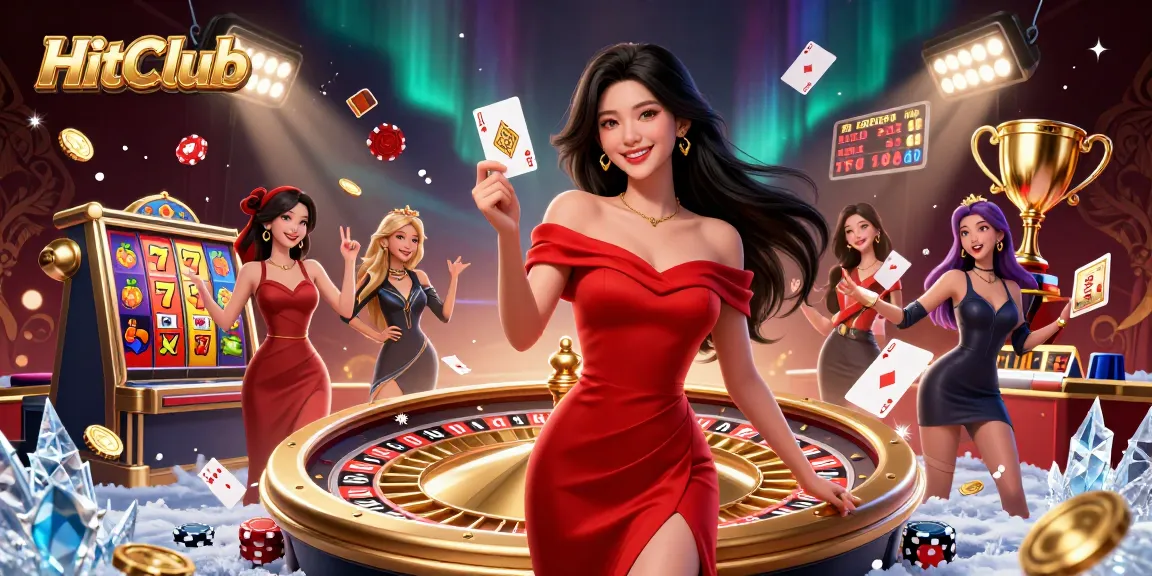 HitClub offers an exciting casino experience with vibrant slot reels and dynamic game elements.