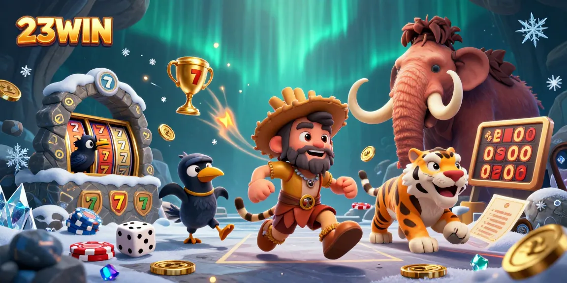 Experience the thrill of 23WIN slots and jackpots in an engaging casino scene.