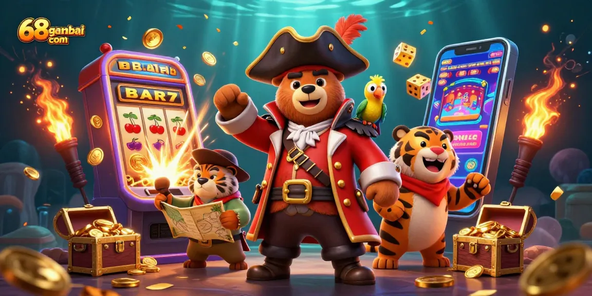 Experience thrilling gaming at 68gamebai com with a vibrant 3D illustration of casino excitement.