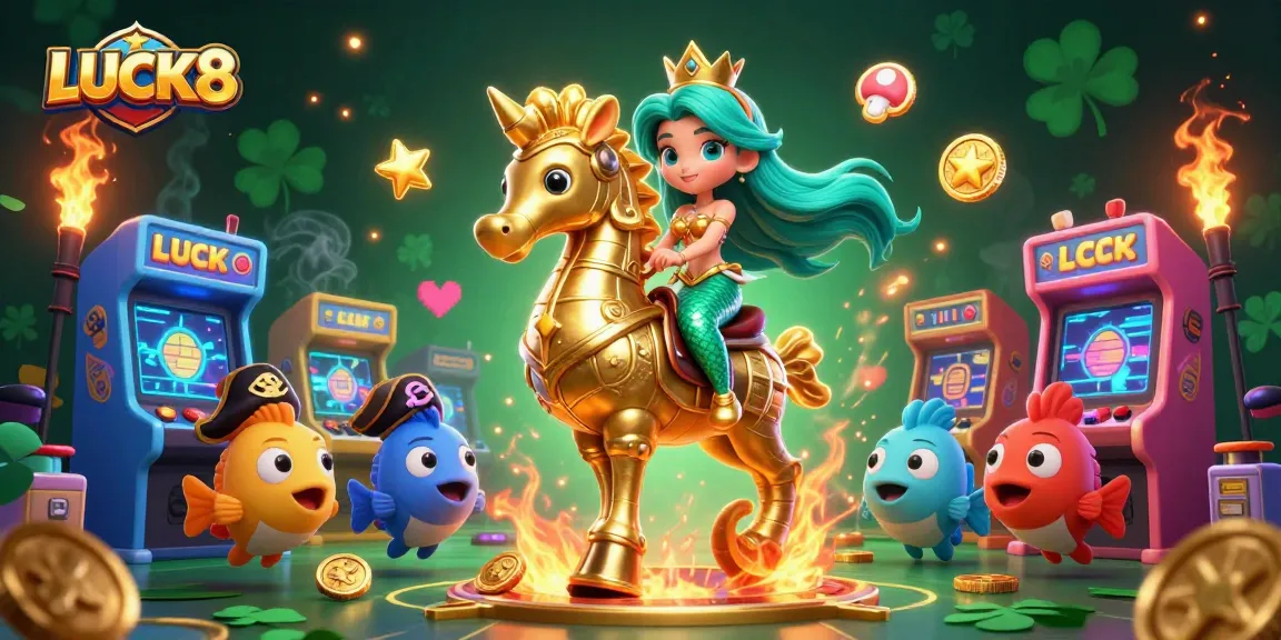 Engage in thrilling gameplay at LUCK8, featuring a vibrant 3D adventure with mermaids and gaming elements.