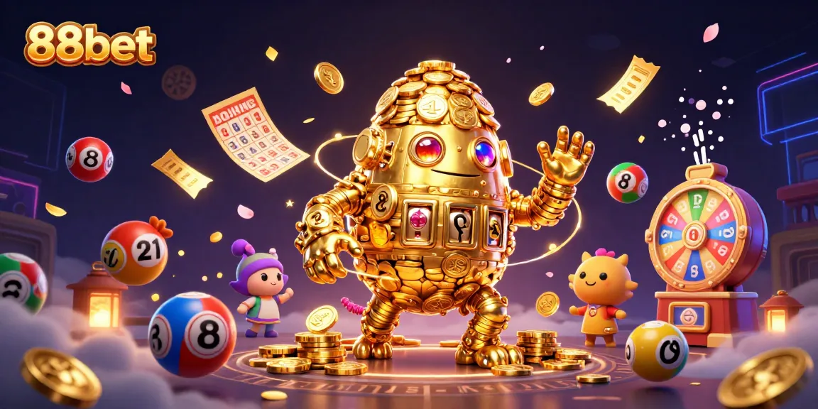 Experience the excitement of winning with 88bet's vibrant casino scene featuring animated lottery elements.