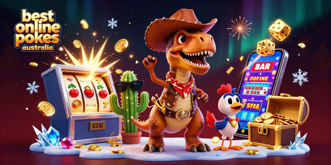 Experience the excitement of the best online pokies Australia with vibrant characters in a colorful casino scene.
